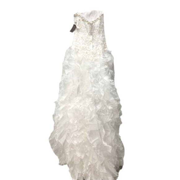 Monique Luo David's Bridal White Wedding Gown Size 8 CH515 - Picture 11 of 14